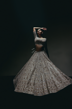 The RÁMYA Champagne Gold Lehenga