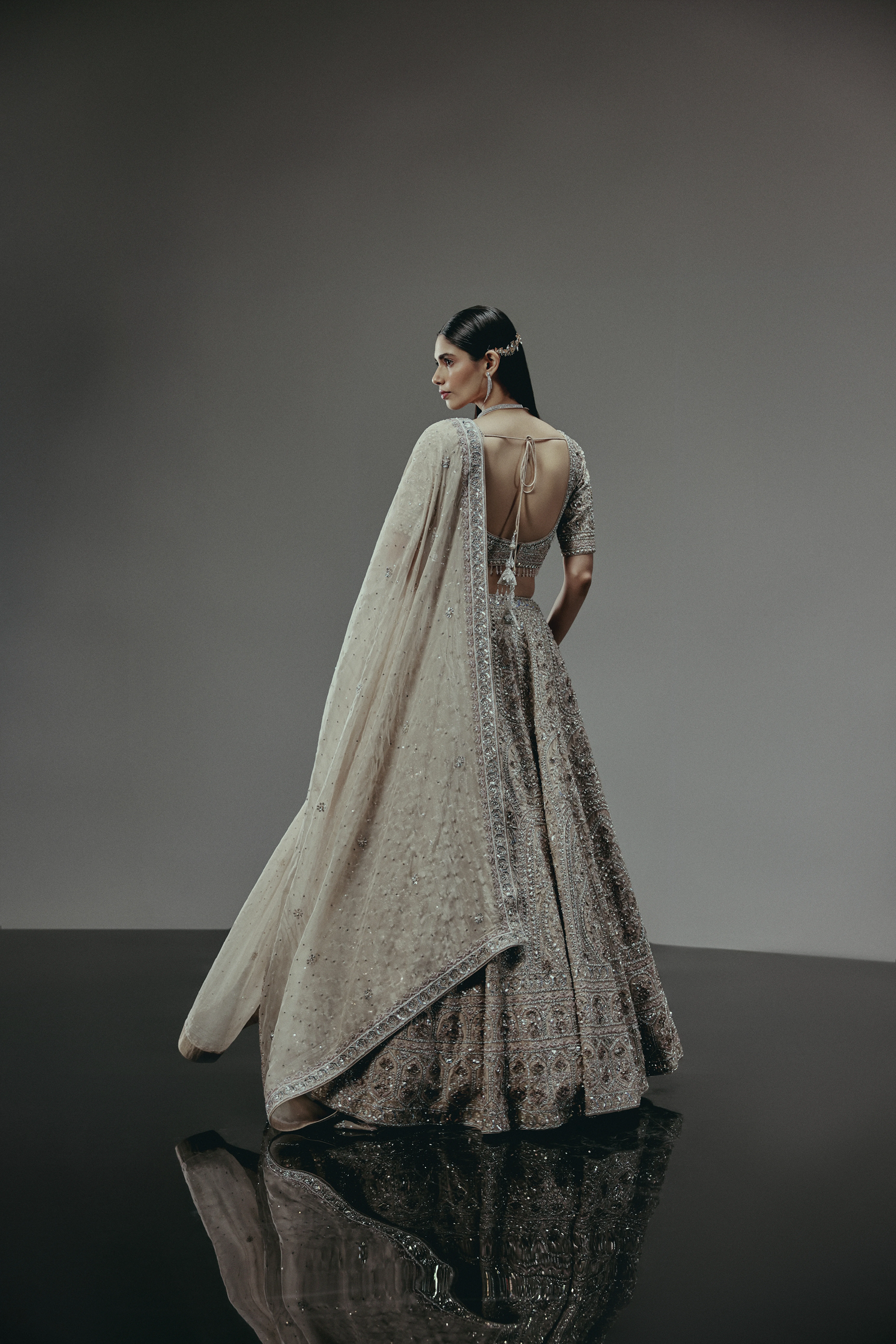 The RÁMYA Champagne Gold Lehenga