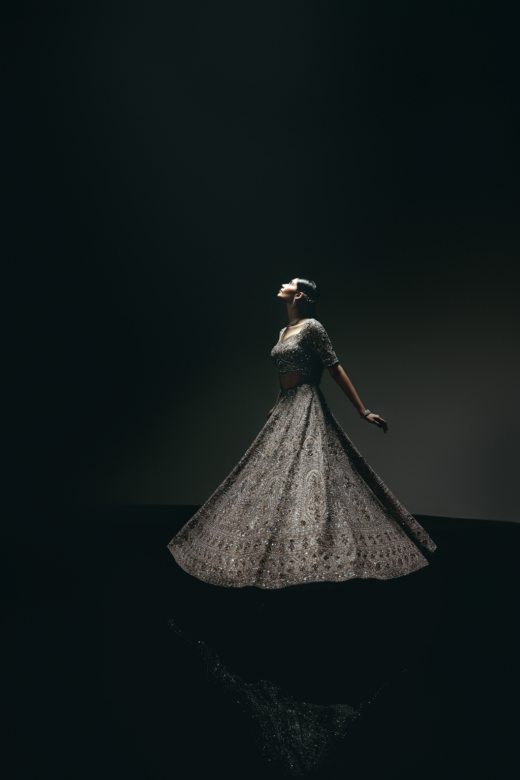 The RÁMYA Champagne Gold Lehenga