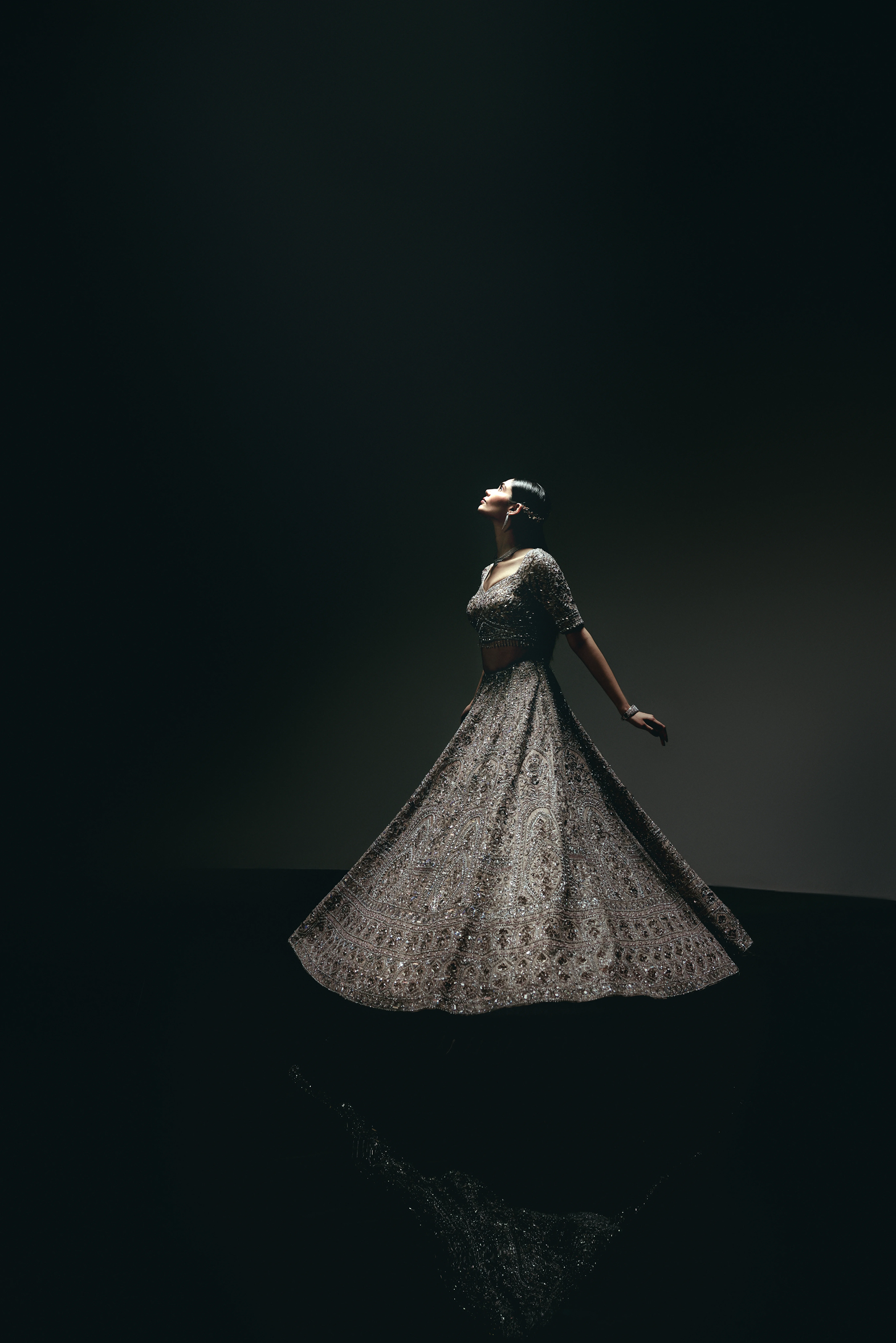 The RÁMYA Champagne Gold Lehenga