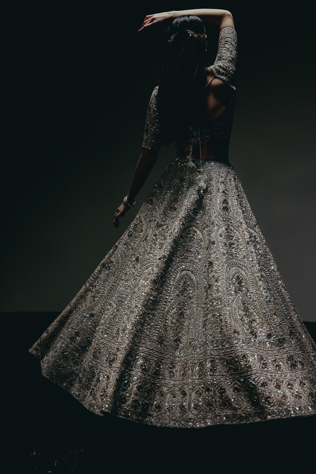 The RÁMYA Champagne Gold Lehenga