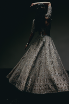 The RÁMYA Champagne Gold Lehenga