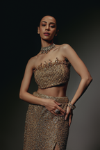 The RÉSA Metallic Gold Fishcut Skirt