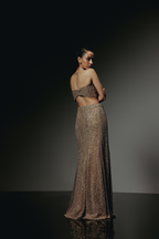 The RÉSA Metallic Gold Fishcut Skirt