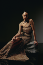 The RÉSA Metallic Gold Fishcut Skirt