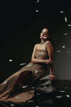 The RÉSA Metallic Gold Fishcut Skirt