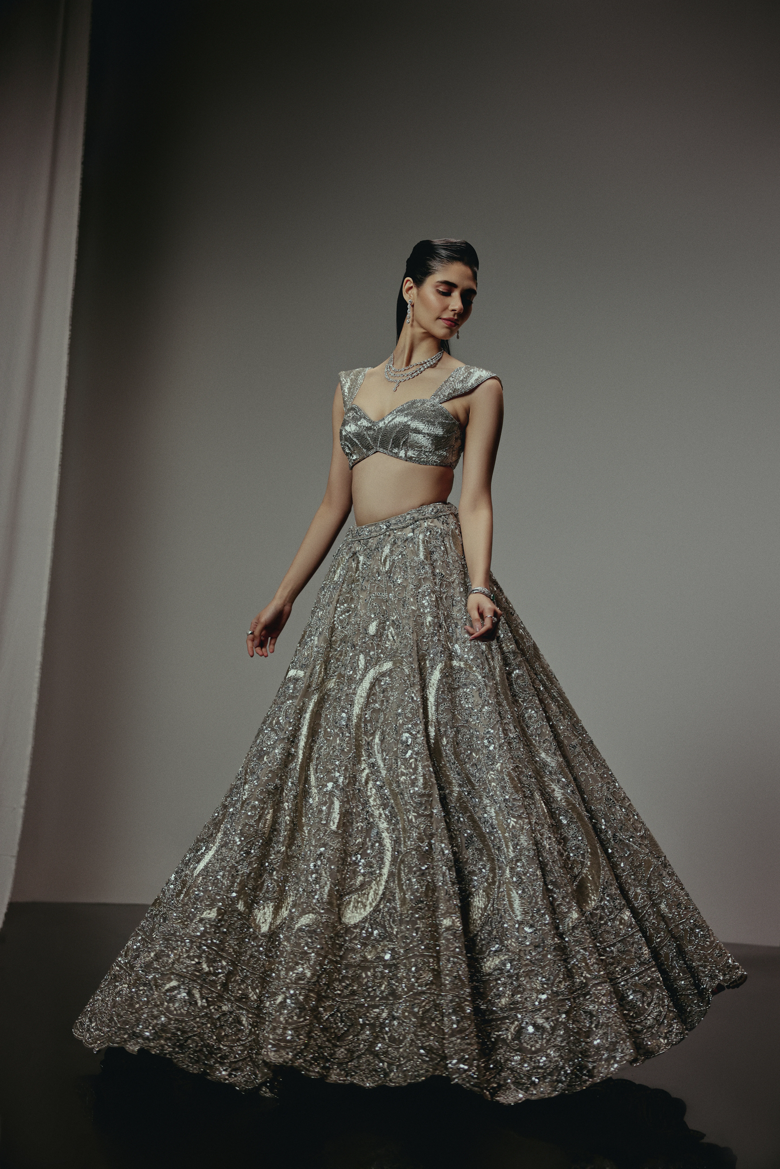 The RÍVA Silver Lehenga