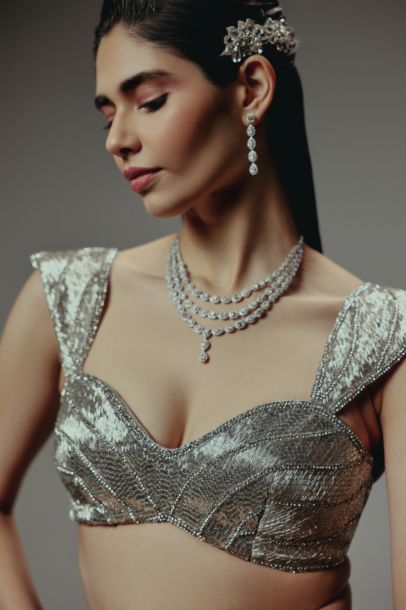 The RÍVA Silver Lehenga
