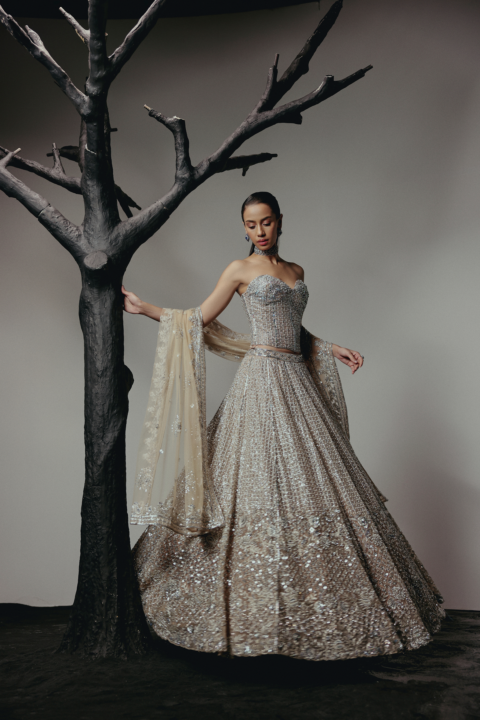 The RÚX Warm Champagne Lehenga