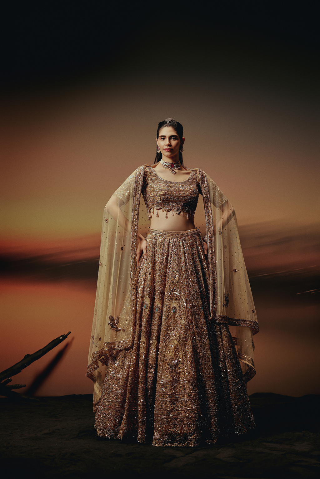 The RÚH Bronze Gold Lehenga