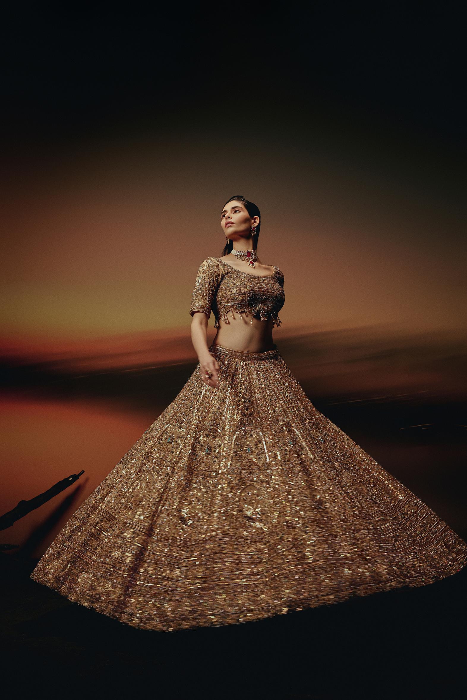 The RÚH Bronze Gold Lehenga