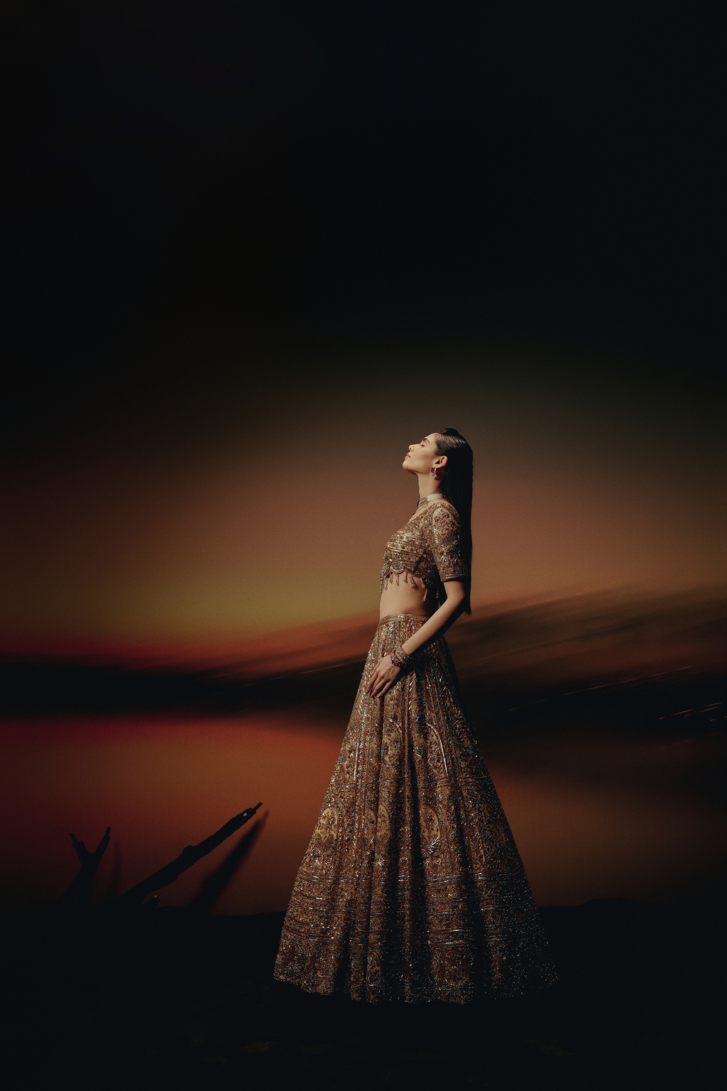 The RÚH Bronze Gold Lehenga