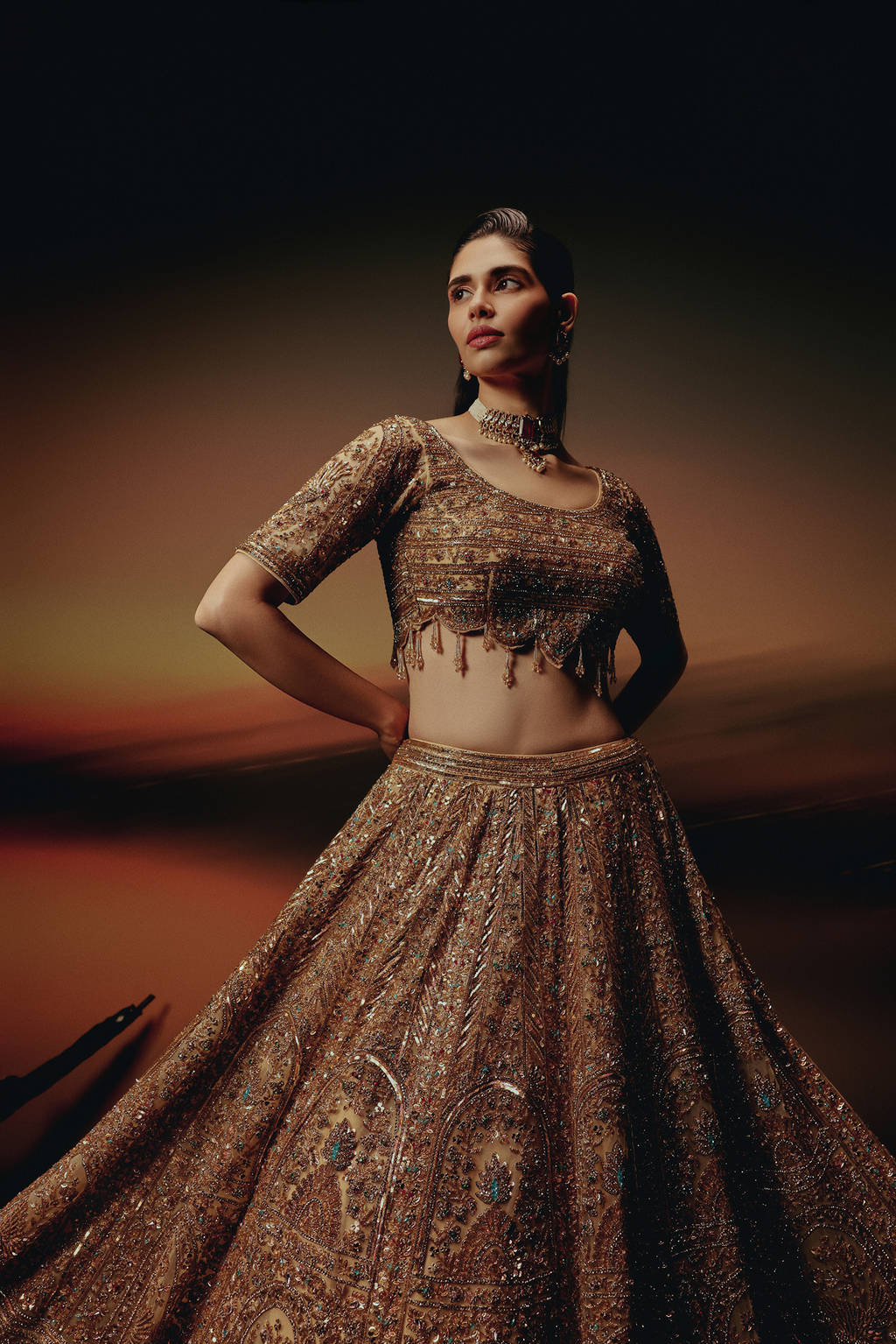 The RÚH Bronze Gold Lehenga