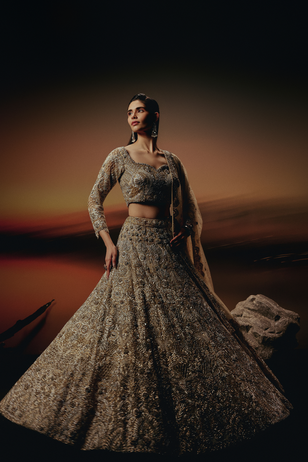 The RÁANI Muted Gold Lehenga