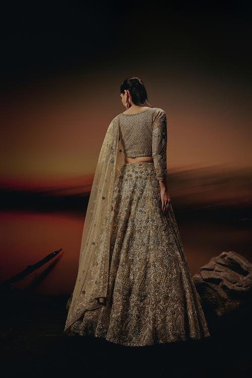 The RÁANI Muted Gold Lehenga