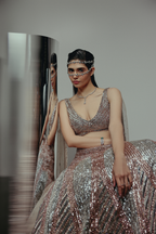 The RÚMA Metallic Silver Lehenga